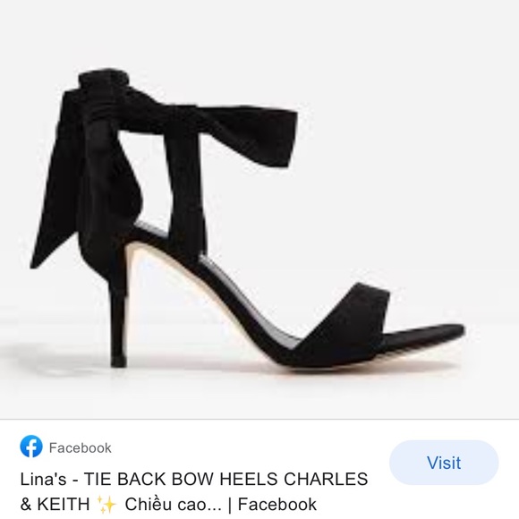 Charles & Keith Black Tie Back Bow Heels (New) - Picture 5 of 6